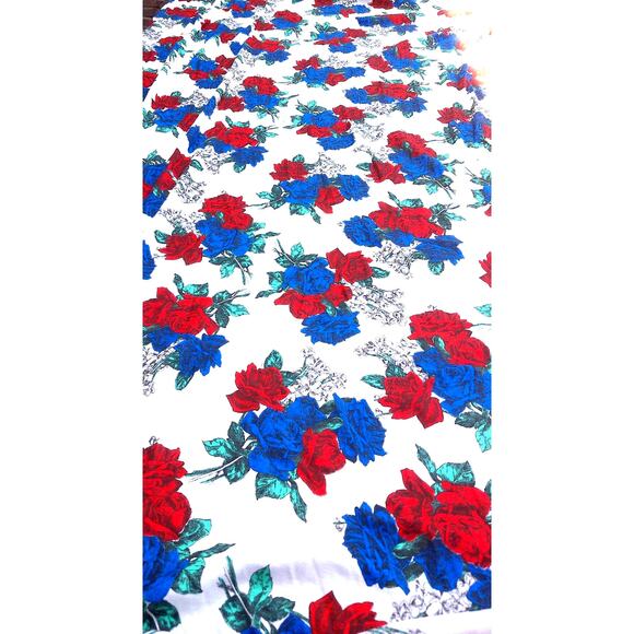 Vintage The Manes Organization Floral Roses Fabric Remnant Large 6 Yards READ - Picture 1 of 6
